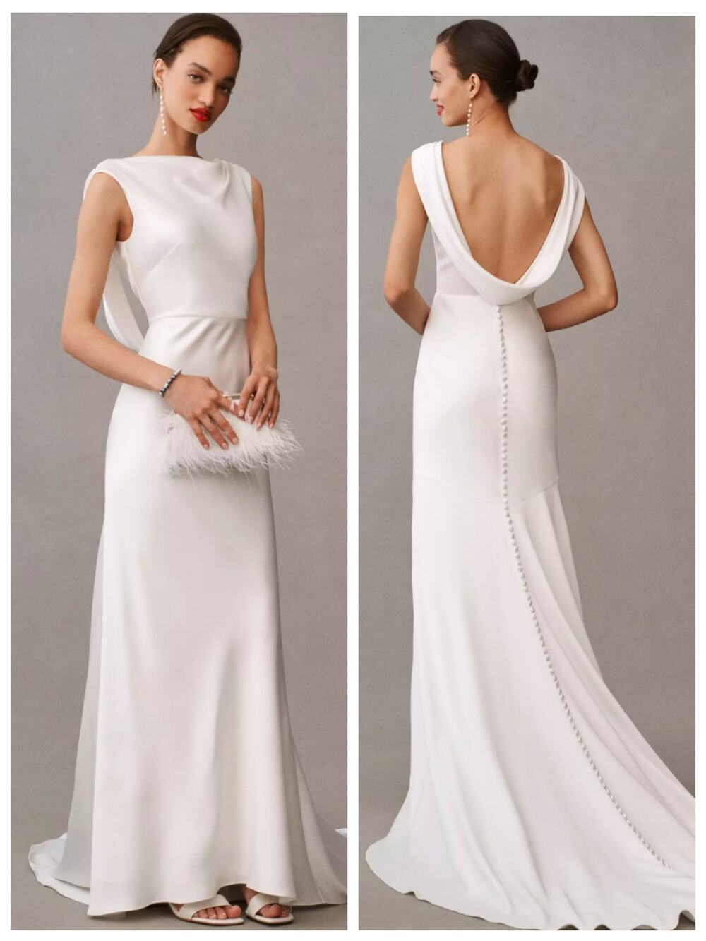 Jenny Yoo Nessa Wedding Dress Size 2 Ivory Cowl Neck Bridal Gown NWT